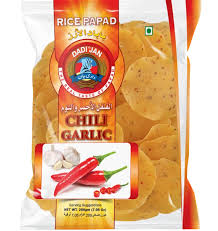 Dadijan Chili Garlic Rice Papad – 200g Zesty Fusion Rice Crisps