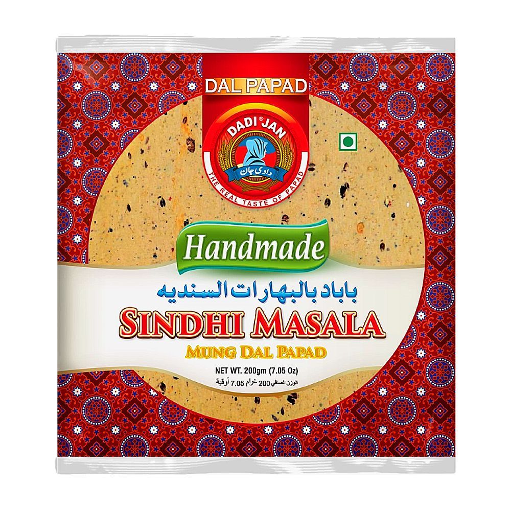 Dadijan Sindhi Mung Dal Papad – 200g Authentic Peppery Lentil Crisps