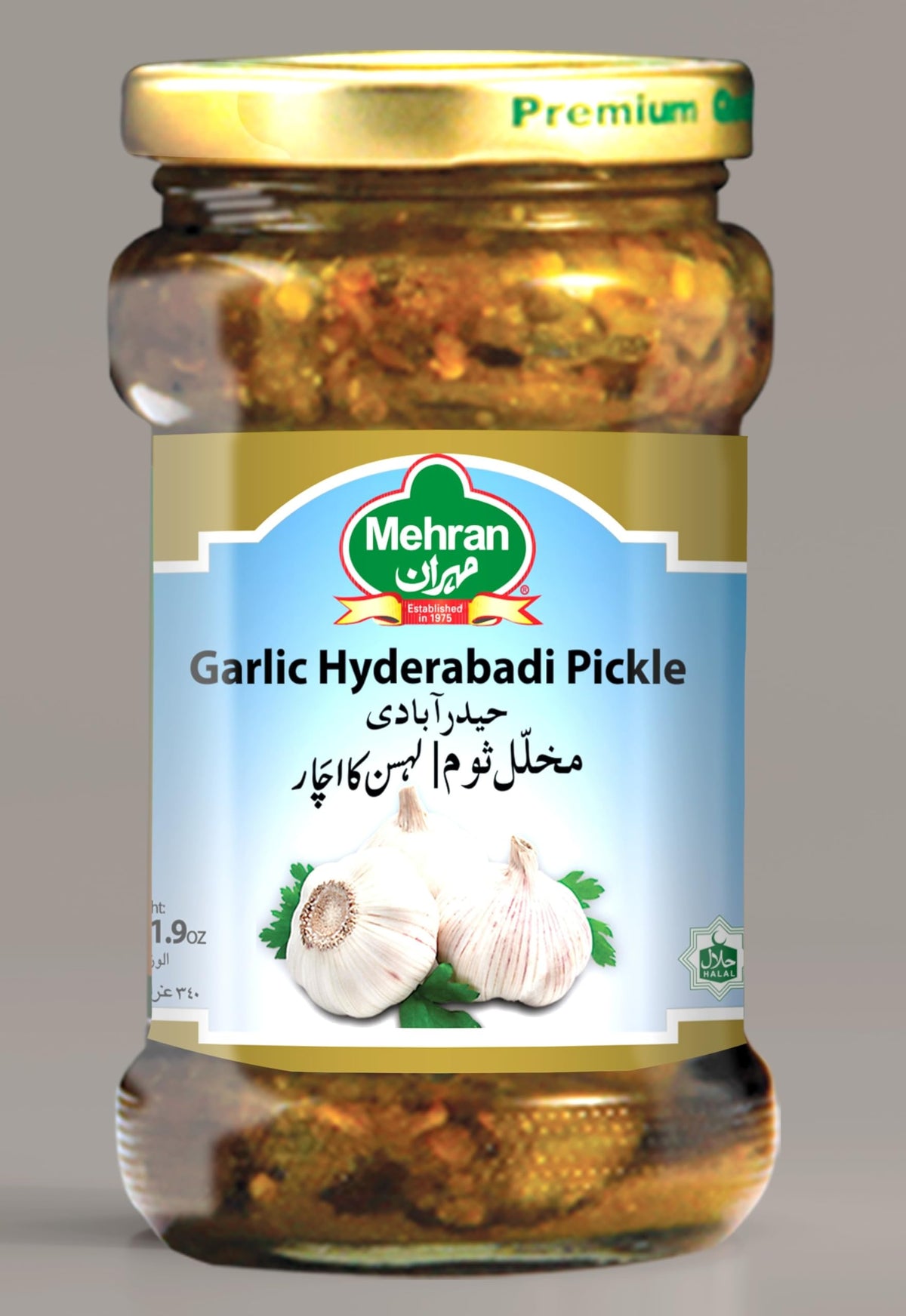 Mehran Hyderabadi Garlic Pickle (Lehsun Ka Achar) – 400g Glass Jar