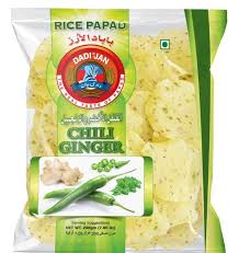 Dadijan Chili Ginger Rice Papad – 200g Warming Zesty Fusion Crisps