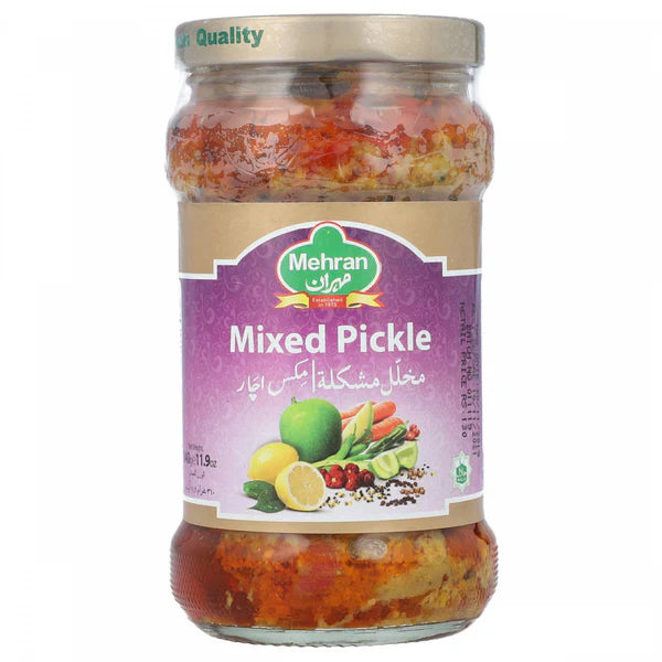 Mehran Mixed Pickle (Pachranga Style) – 400g Glass Jar